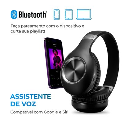 Fone de Ouvido Headphone AIWA HP-02-B BT ANC Alta Definição Bivolt