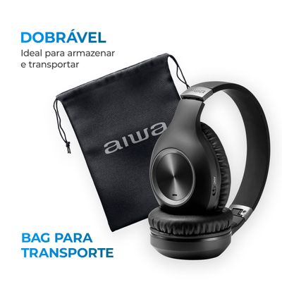 Fone de Ouvido Headphone AIWA HP-02-B BT ANC Alta Definição Bivolt