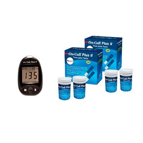 Kit-Medidor-de-Glicose-com-100-Tiras-Acon-On-Call-Plus-II