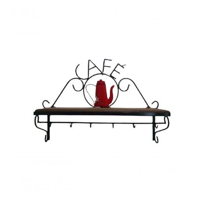 Prateleira Ferro Café Cozinha Madeira 60 Cm Largura