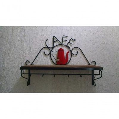 Prateleira Ferro Café Cozinha Madeira 60 Cm Largura