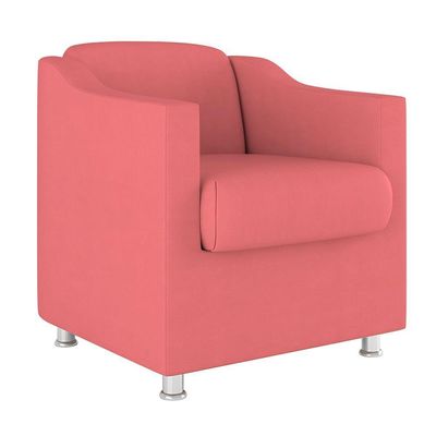 Kit Sofá Namoradeira + Poltrona Tilla Recepção Sala Tecido rosa