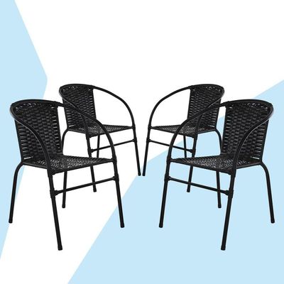 Jogo 4 Cadeiras Happy Hour Para Varanda área Sacada Edícula Artesanal Preta