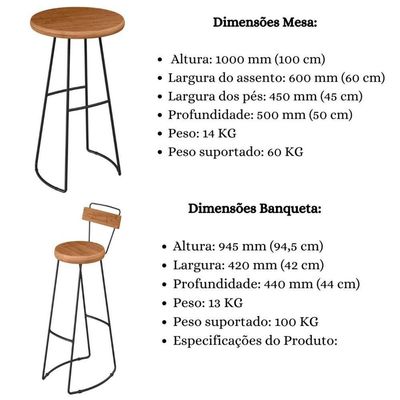 Conjunto Mesa Bistrô Com 4 Banquetas Aérea Gourmet York