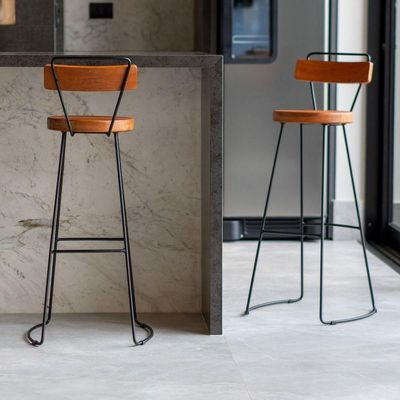 Kit 2 Banquetas Alta Com Encosto Para Aérea Gourmet Aurora