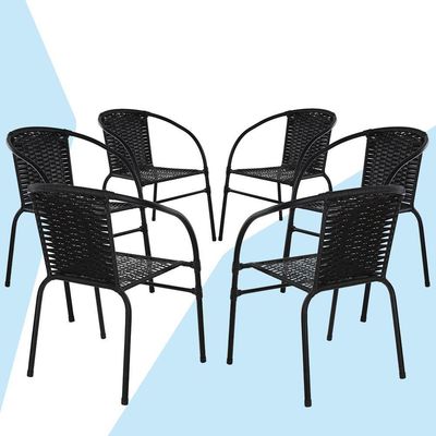 Jogo 6 Cadeiras Happy Hour Para Varanda área Sacada Edícula Artesanal Preta