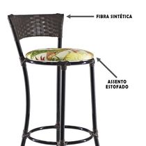 Kit Com 6 Banquetas Altas Forts Fibra Uv Bancada, área Goumert, Bar, Piscina, Balcão, Floral Verde