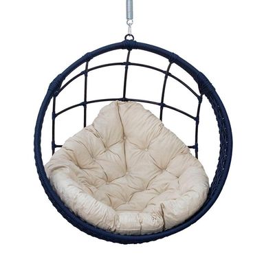 Balanço Suspenso Ninho Corda Náutica Azul Almofada Impermeável Branco + Mola E Mosquetão