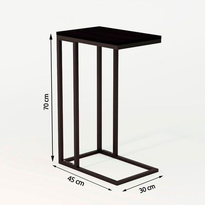 Mesa Lateral Encaixe Elena Preto E Tampo Preto - Cor: Preto