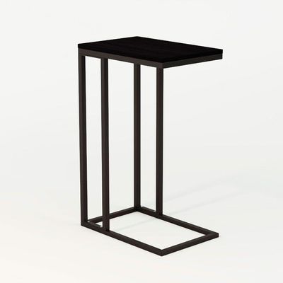 Mesa Lateral Encaixe Elena Preto E Tampo Preto - Cor: Preto