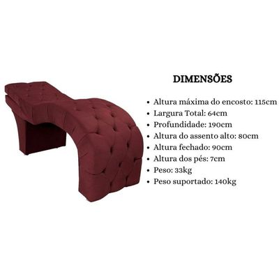 Maca Estética Estofada Reclinável Ergonômica Spa Veludo Yara Cor:bordô