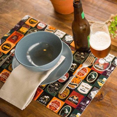 Jogo Americano Copa E Cia 6 Peças Pvc Print Beer Stamps