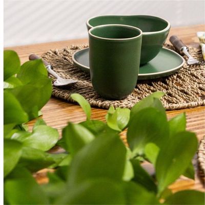 Jogo De Caneca Copa E Cia 2 Peças Vivant Em Cerâmica Verde