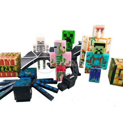 Kit Minecraft 3 Bonecos 1Dragão Ender/1Creeper/1Aranha Azul