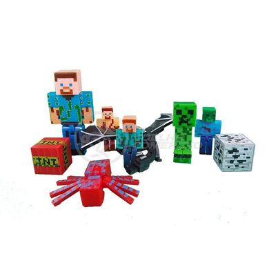 Kit Minecraft 3 Bonecos 1Dragão Ender/1Creeper/1Aranha Verm