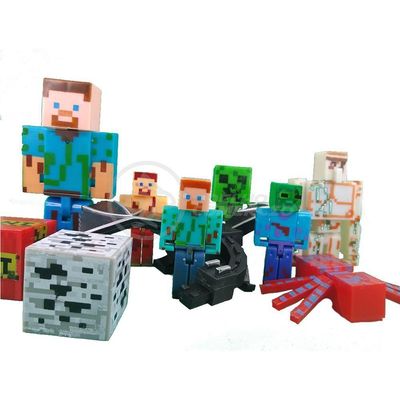 Kit Minecraft 3 Bonecos 1Dragão Ender/1Creeper/1Aranha Verm