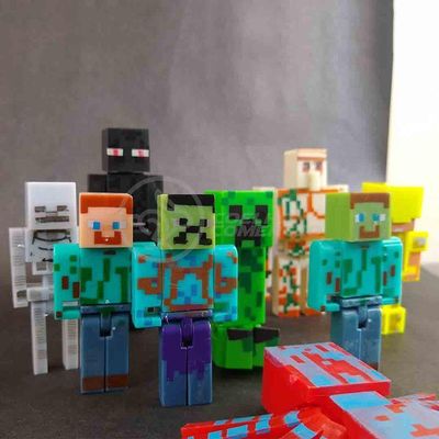 Cartela 10 Boneco Minecraft My Home + 2 Blocos