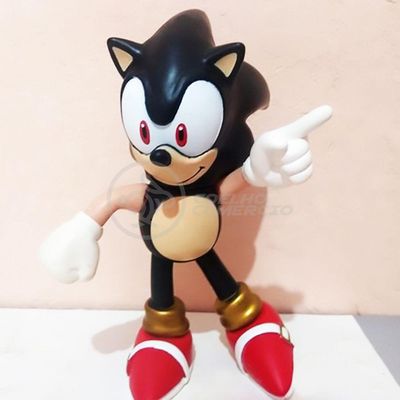 Boneco Action Figure Sonic Preto Articulado 23cm