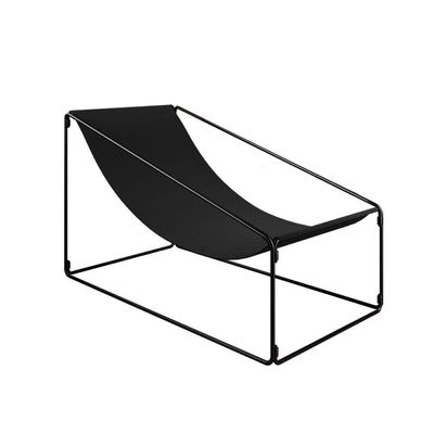 Espreguiçadeira Industrial Luxo Arpoador Tecido Suede Preto - Cor: Preto