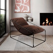 Espreguiçadeira Industrial Luxo Arpoador Com Almofada Marrom - Cor: Marrom