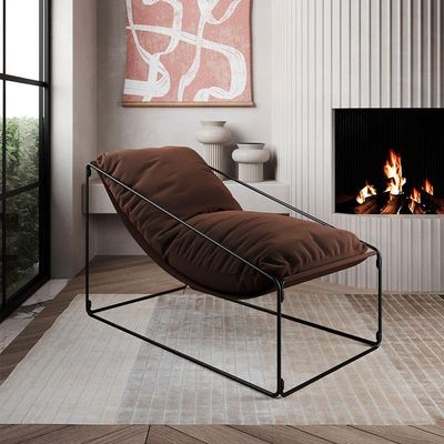 Espreguiçadeira Industrial Luxo Arpoador Com Almofada Marrom - Cor: Marrom