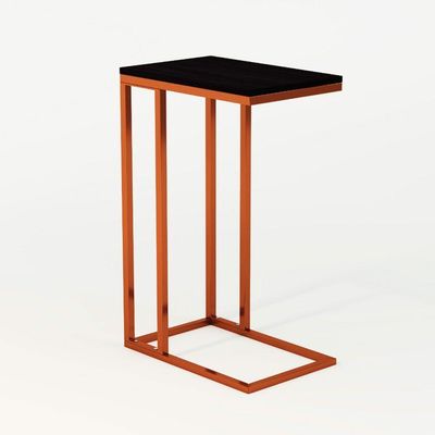 Mesa Lateral Encaixe Elena Cobre E Tampo Preto Asturias - Cor: Preto