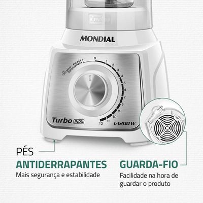 Liquidificador Mondial Turbo Black L-1200-wi Liquidificador L-1200-wi 127v/60hz