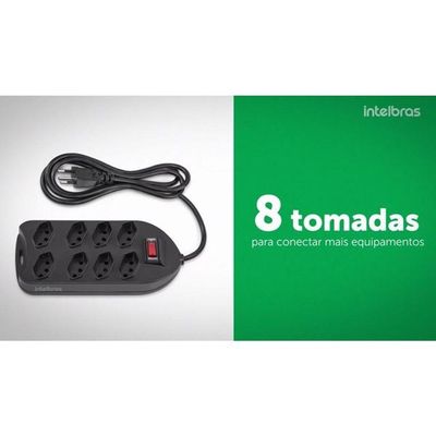 Filtro De Linha Intelbras Com 8 Tomadas - Epe 1008+ Pt - 4824004 Bivolt