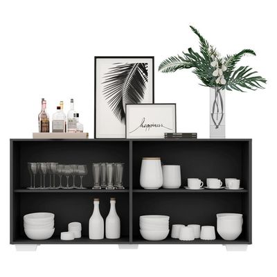 Aparador Buffet 4 Portas Multimóveis V3557 Preto/Branco