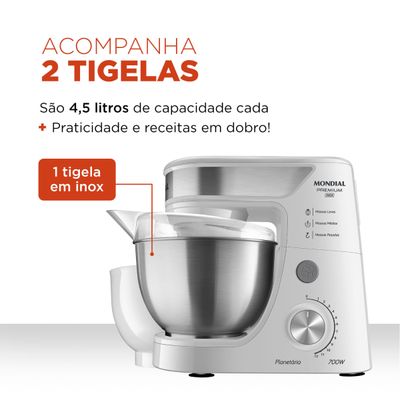 Batedeira Planetária Premium Inox Mondial – BP-02P-W-TI 110V