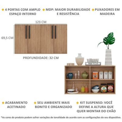 Aparador Buffet 4 Portas Viena V3606 Rustic/Preto