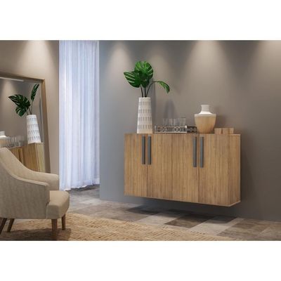 Aparador Buffet 4 Portas Viena V3606 Rustic/Preto