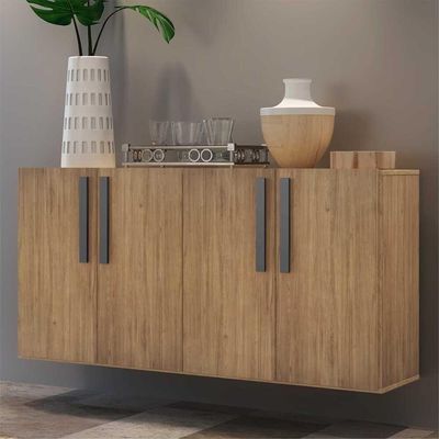 Aparador Buffet 4 Portas Viena V3606 Rustic/Preto