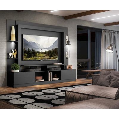 Estante Com Suporte Tv 65" E Leds Multimóveis V3384 Preto
