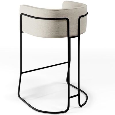 Banqueta Fixa Base De Aço Preto Betina D02 Champagne A-49