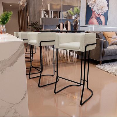 Banqueta Fixa Base De Aço Preto Betina D02 Champagne A-49