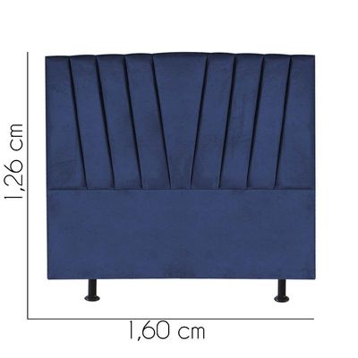 Cabeceira Estofada Bélgica 160cm Queen Size Para Cama Box Quarto Suede Azul Marinho - Gat Magazine