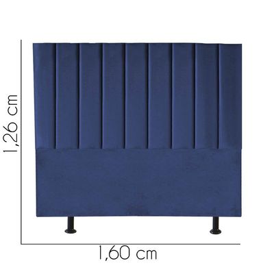 Cabeceira Estofada Carla 160cm Queen Size Para Cama Box Quarto Suede Azul Marinho - Gat Magazine