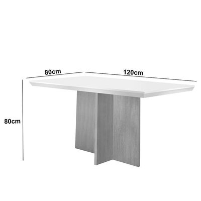 Mesa Para Sala De Jantar Olimpia 120cm Em Mdf E Vidro Canto Reto Off White/ Imbuia/ Serig. Off