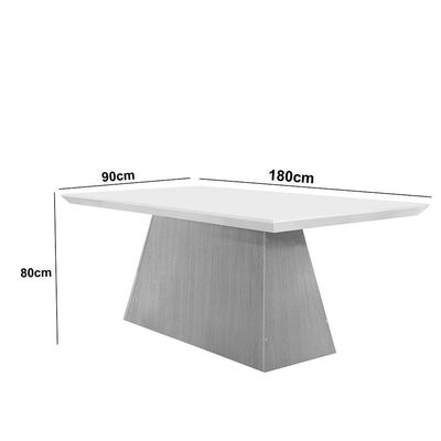 Mesa Para Sala De Jantar Aida 180cm Em Mdf E Vidro Off White/ Imbuia/ Serig. Off