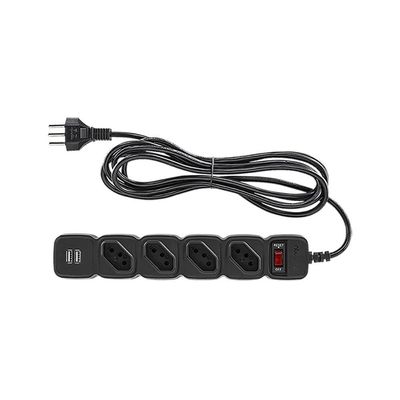 Protetor Eletronico Intelbras C/ 4 Tomadas E 2 Usb - Epe 204 Usb Pt Bivolt