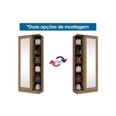 Armário Sapateira Quarto Duetto c/ 1 Porta c/ Espelho Branco - Henn