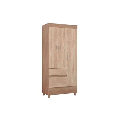 Guarda Roupa Solteiro 3 Portas e 2 Gavetas Wind Branco/Rosa - Demóbile