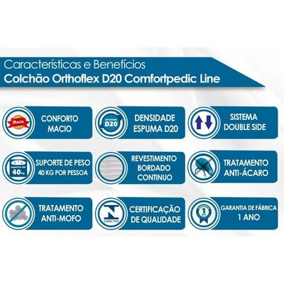 Colchão Infantil D20 Comfortpedic Line (68x148x12) - Orthoflex