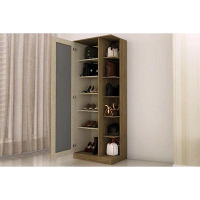 Armário Sapateira Quarto Duetto c/ 1 Porta c/ Espelho Branco - Henn