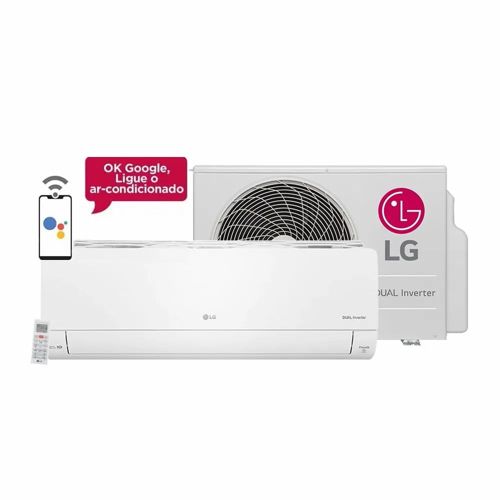 Ar Condicionado Split Hi Wall LG Inverter Dual Voice 18000 BTU/h Frio S4UQ18KL31B.EB2GAM1 – 220 Volts