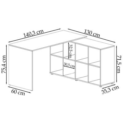 Escrivaninha Mesa Escritorio 8 Nichos Ne6 Branco Arty Branco