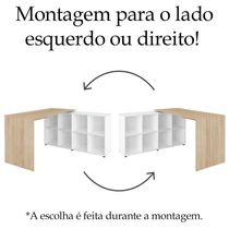 Escrivaninha Mesa Escritorio 8 Nichos Ne6 Carvalho Branco Arty Carvalho Branco