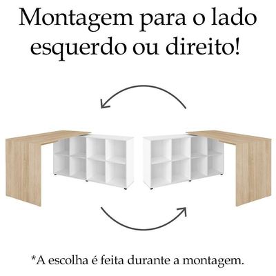 Escrivaninha Mesa Escritorio 8 Nichos Ne6 Carvalho Branco Arty Carvalho Branco