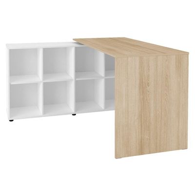 Escrivaninha Mesa Escritorio 8 Nichos Ne6 Carvalho Branco Arty Carvalho Branco